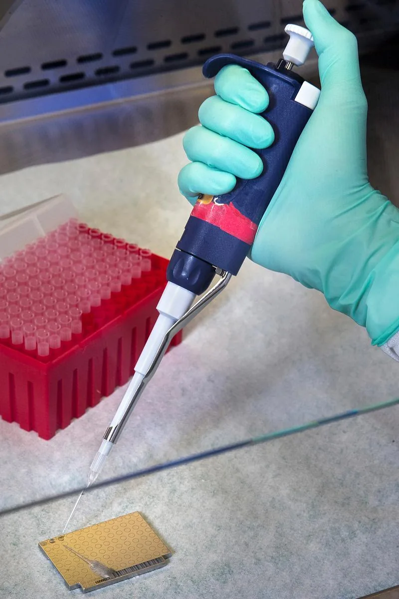 Investigadora preparando muestras en el laboratorio